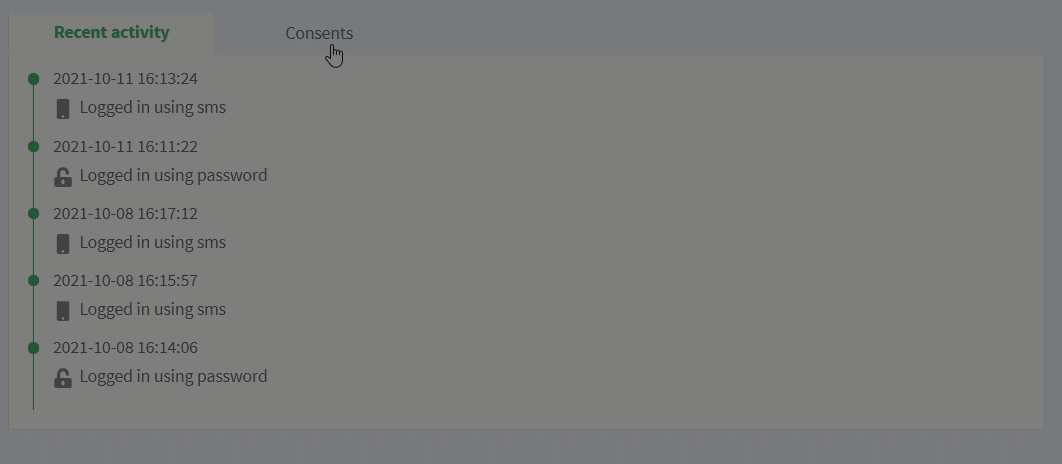 consents tab on profile