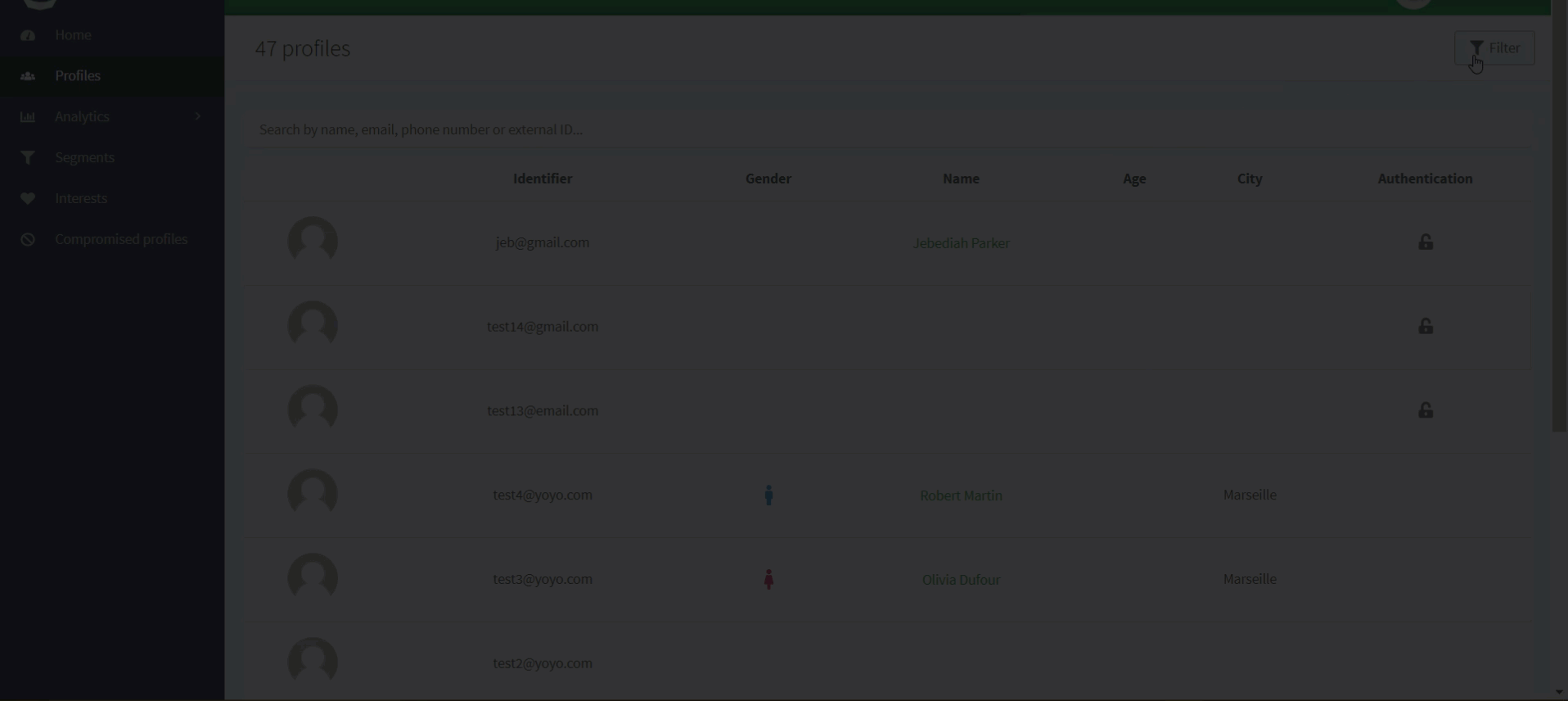 console filter suspendedUsers byStatus