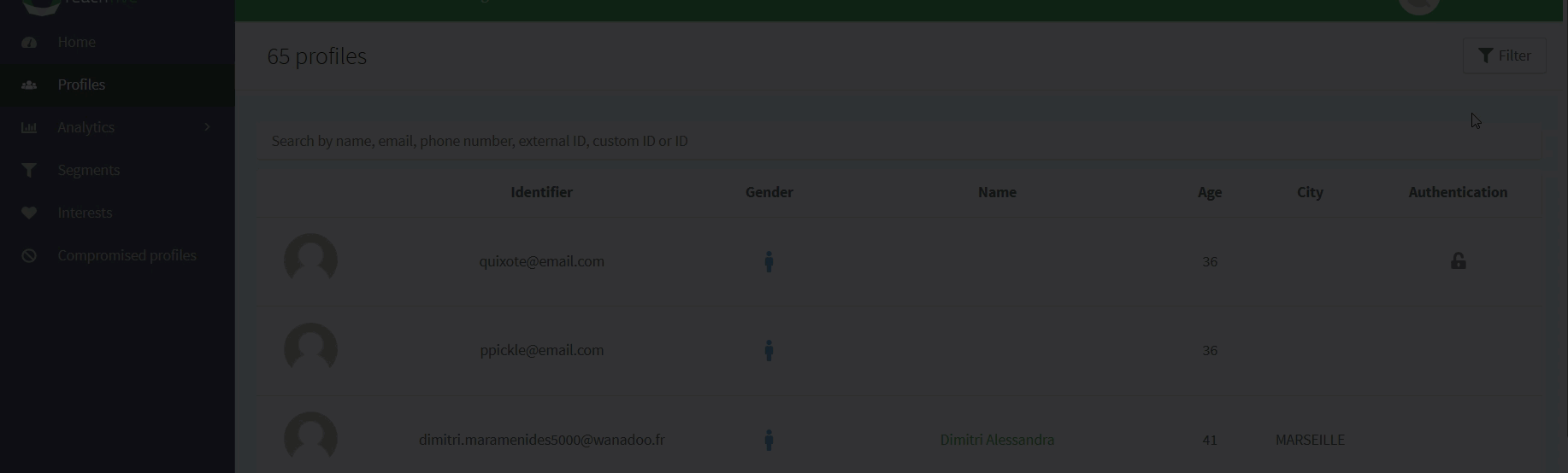 console filter suspendedUsers reason