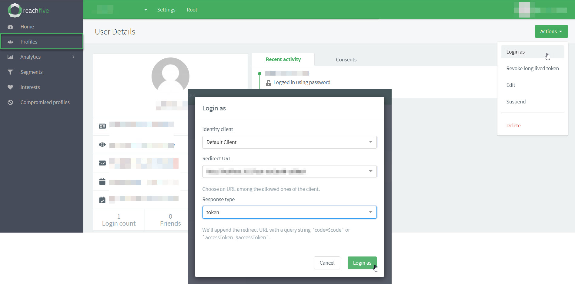login as per profile