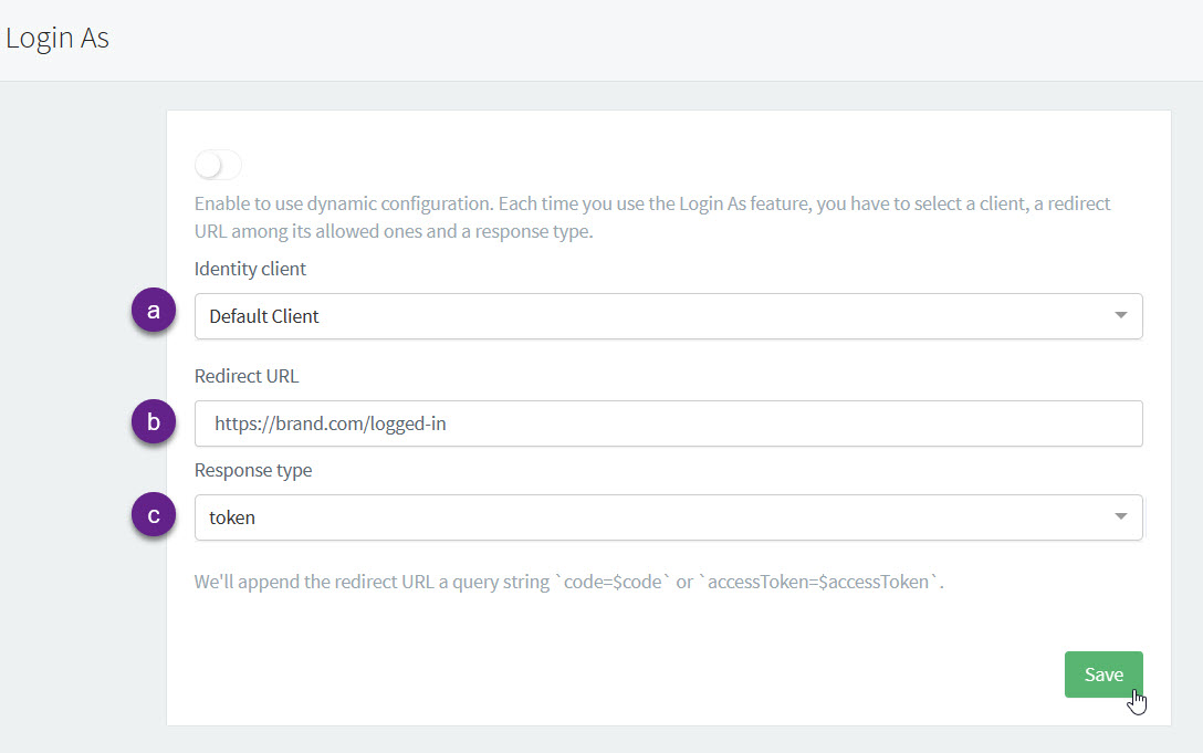 login as standard settings