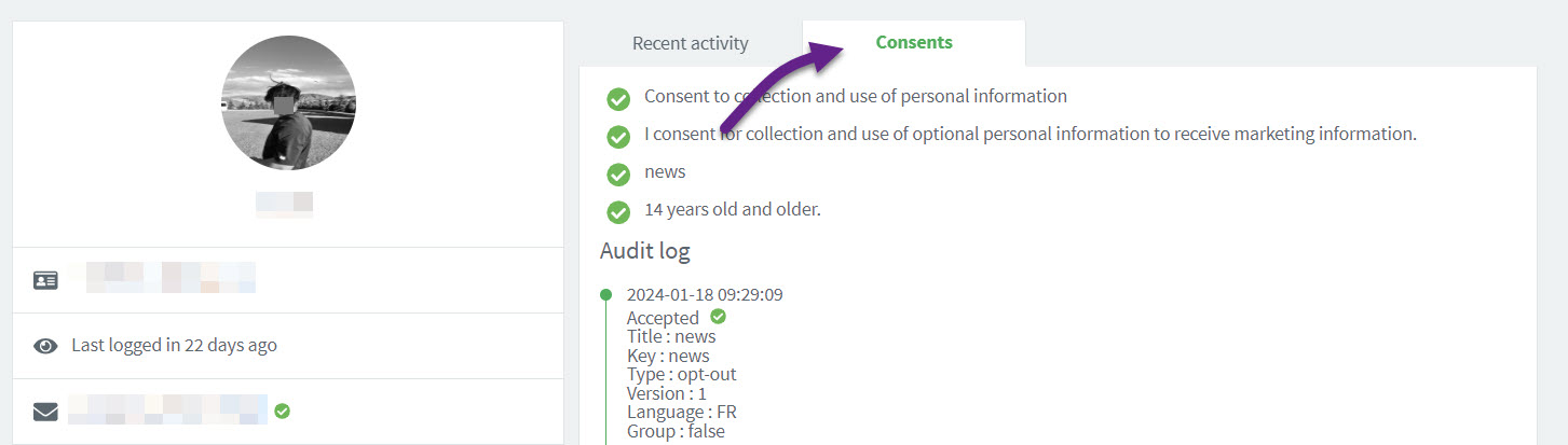 user consents