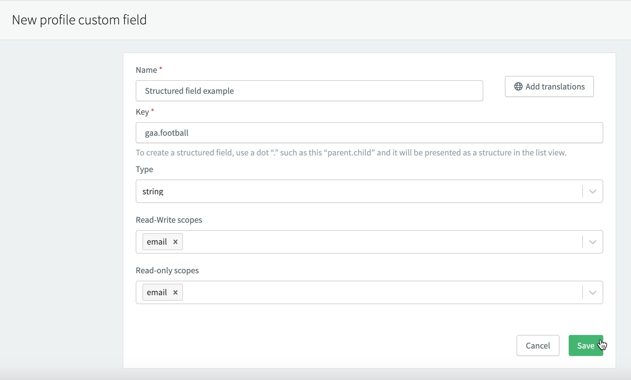 structured custom create