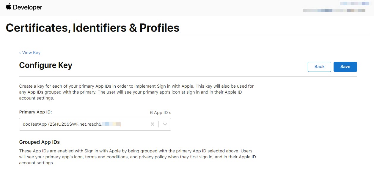 apple developer key configure