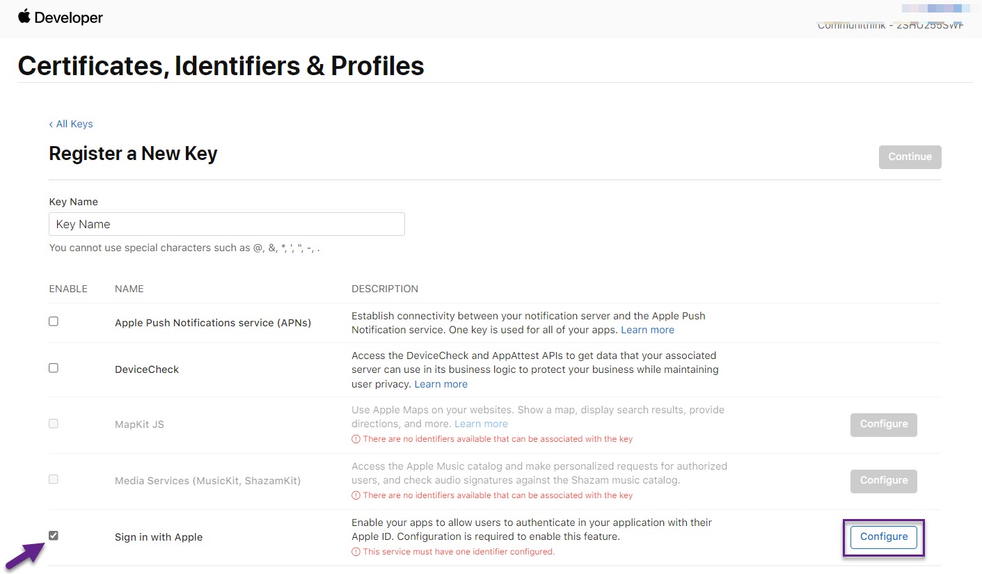 apple developer key register