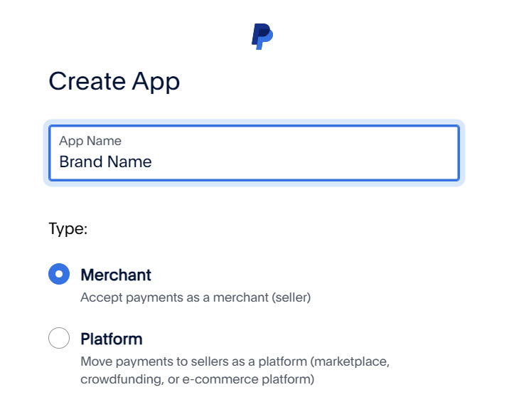 paypal createApp appName