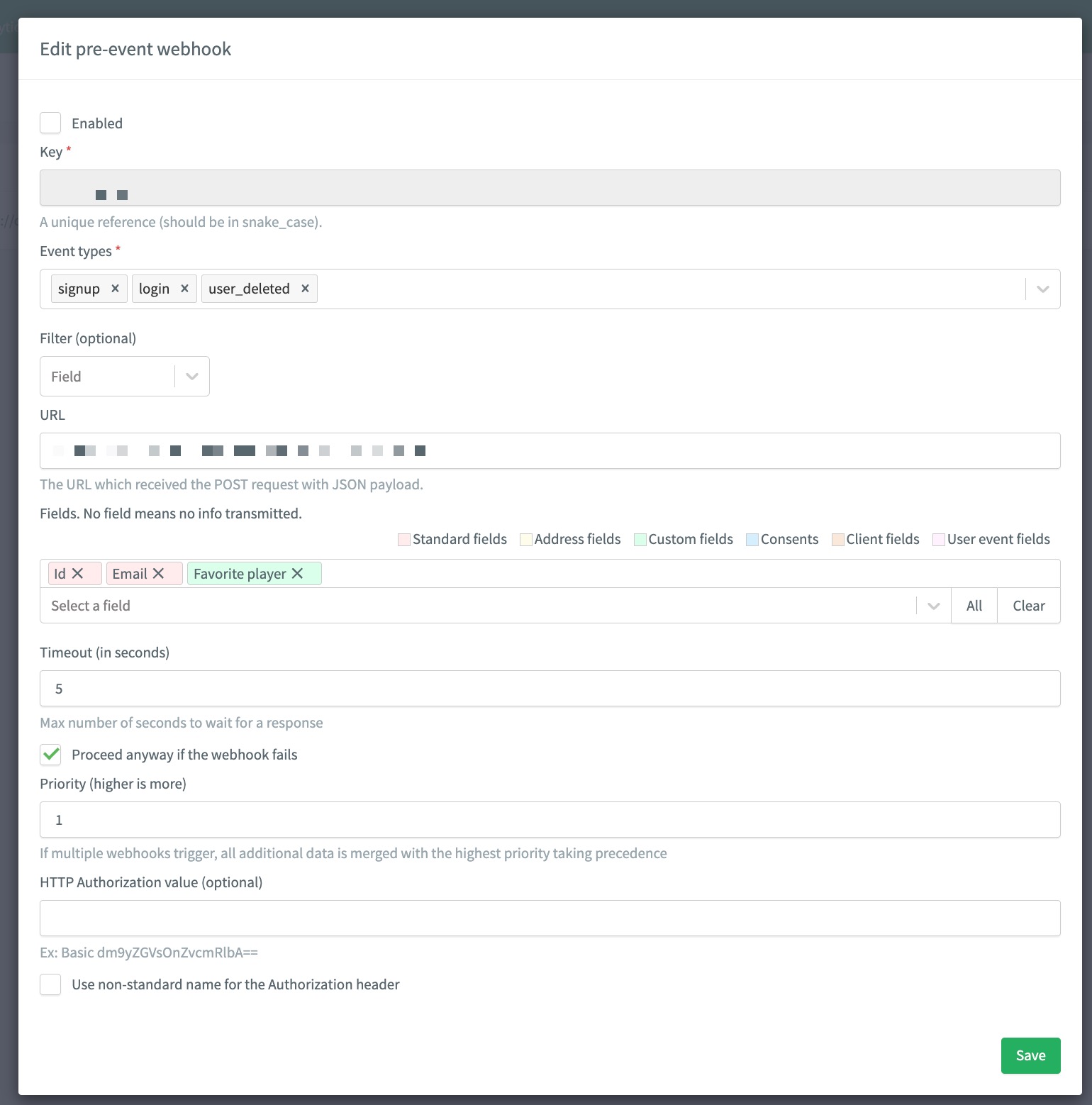 console create webhook pre