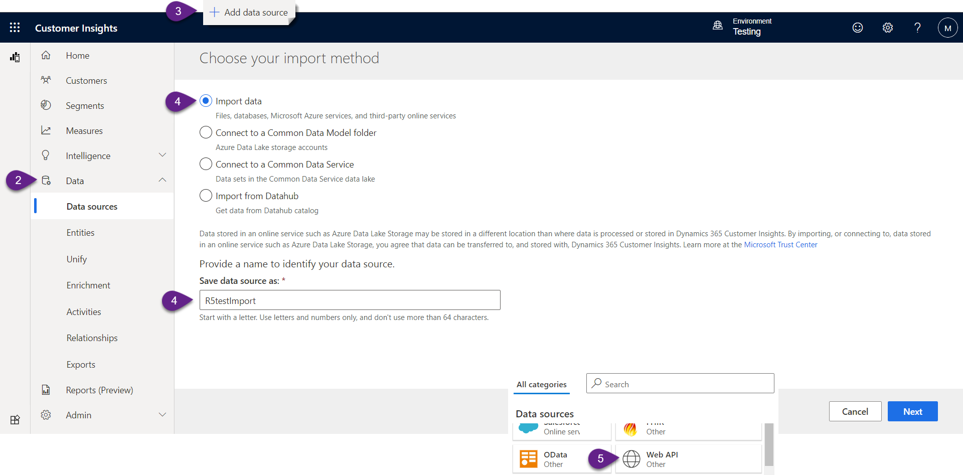 microsoft ci import data