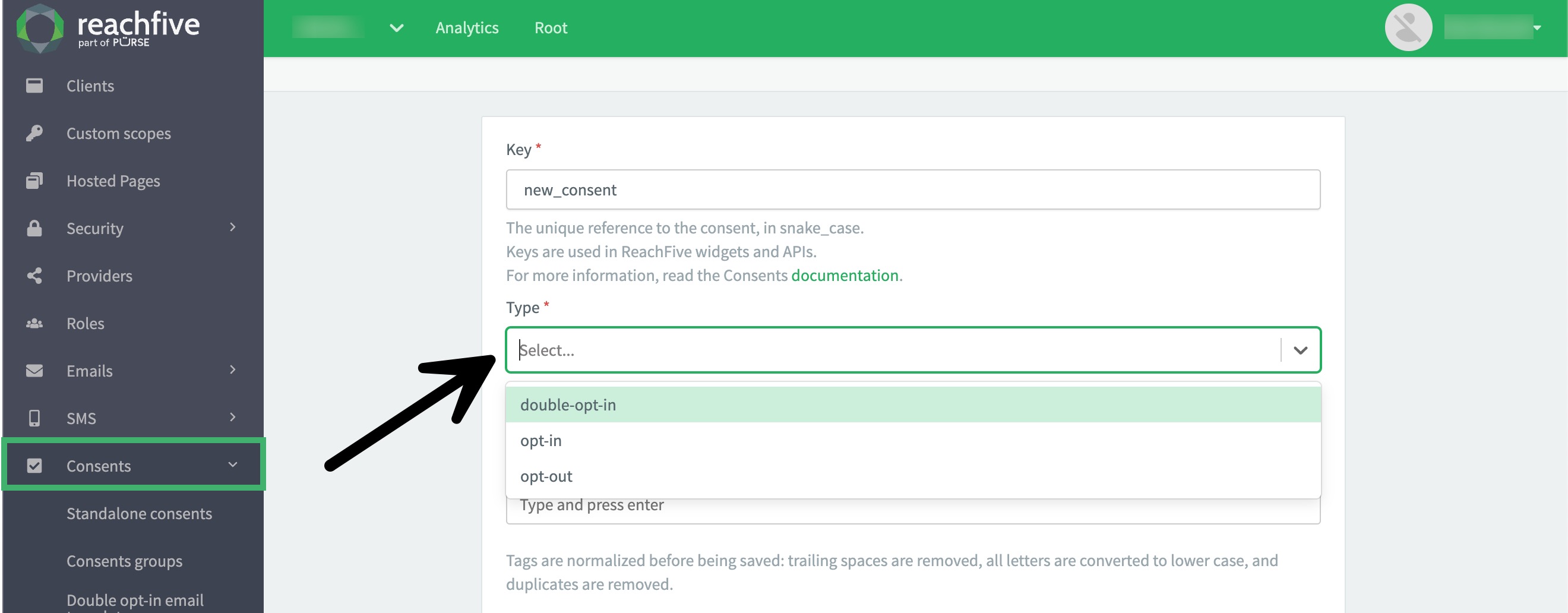 2116 consent default select type