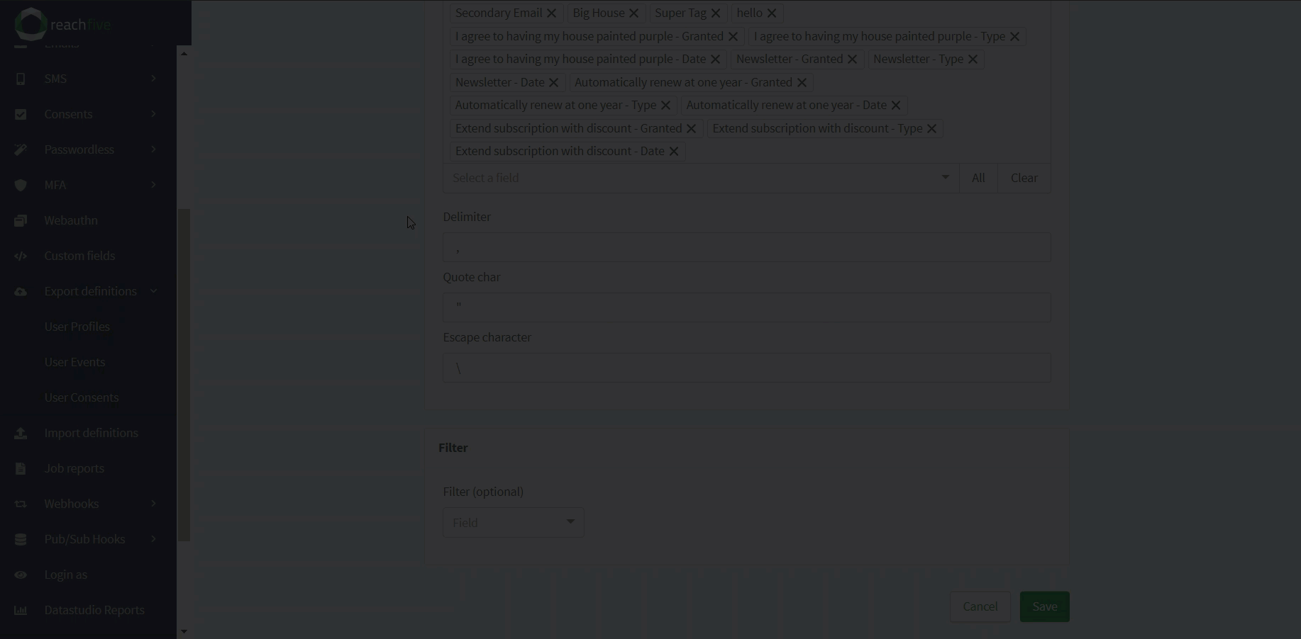 277 semicolon filter exports