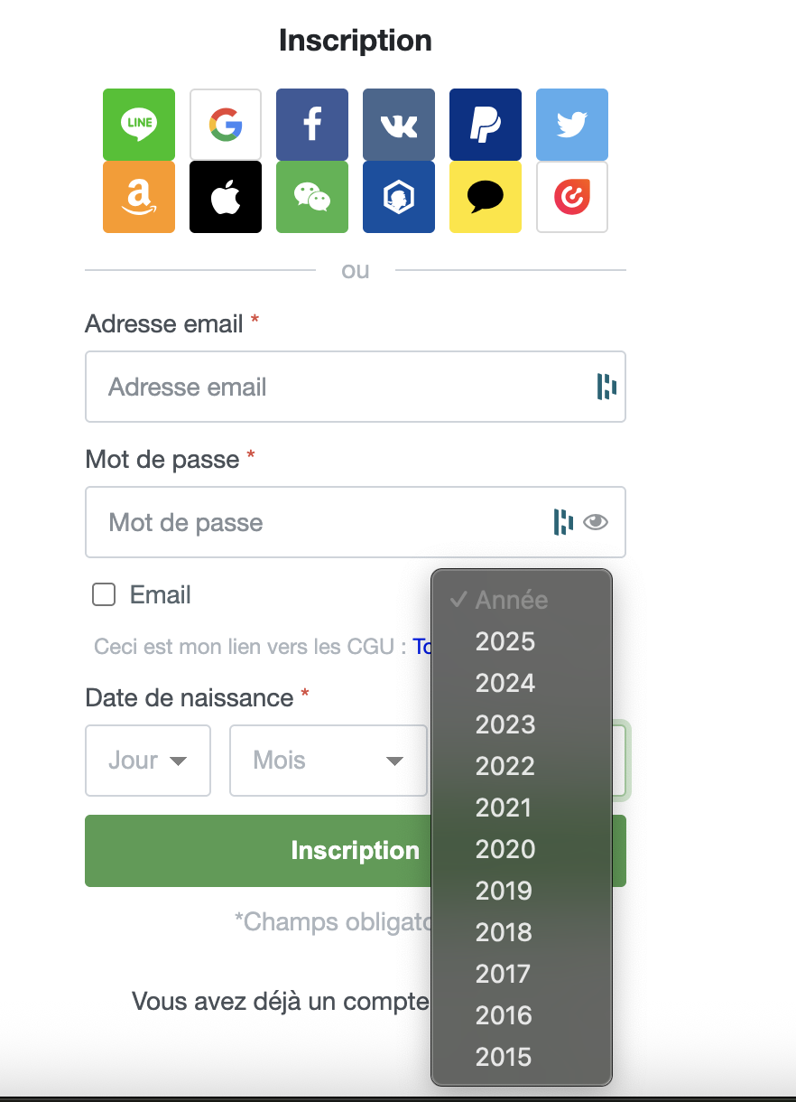 birthdate dropdown